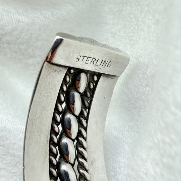 Navajo Tahe Sterling Silver Multi-Row Triple Twisted Wire Rope & Cuff Bracelet - Picture 7 of 15